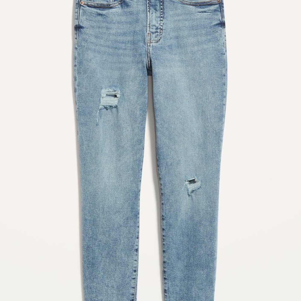 OLD NAVY High-Waisted OG Straight Ripped Ankle Jeans, Extra Stretch